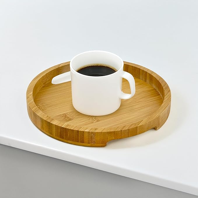 Bam & Boo Round Serving Tray with Handles Natural Bamboo (9") - Food, Storage, Decor for Breakfast, Parties, Weddings, Picnics