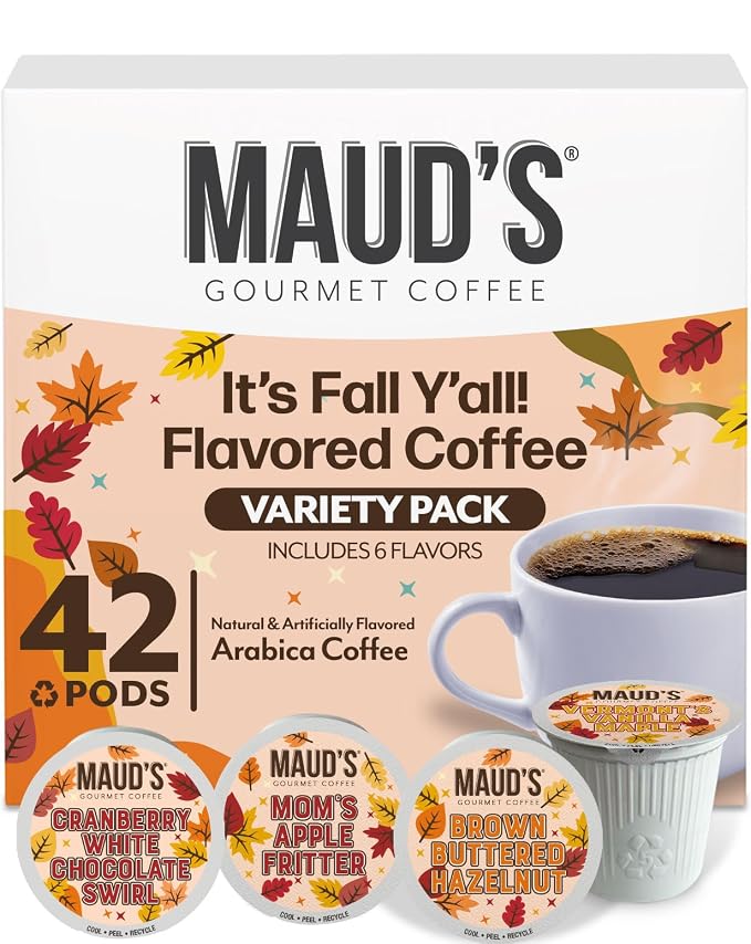 Maud's Fall Flavored Coffee Pods Variety Pack, 42ct, 6 Assorted Flavors, Medium Roast Coffee in Single Serve Pods – 100% Arabica Beans, Compatible with Keurig K Cups Maker - Image 2