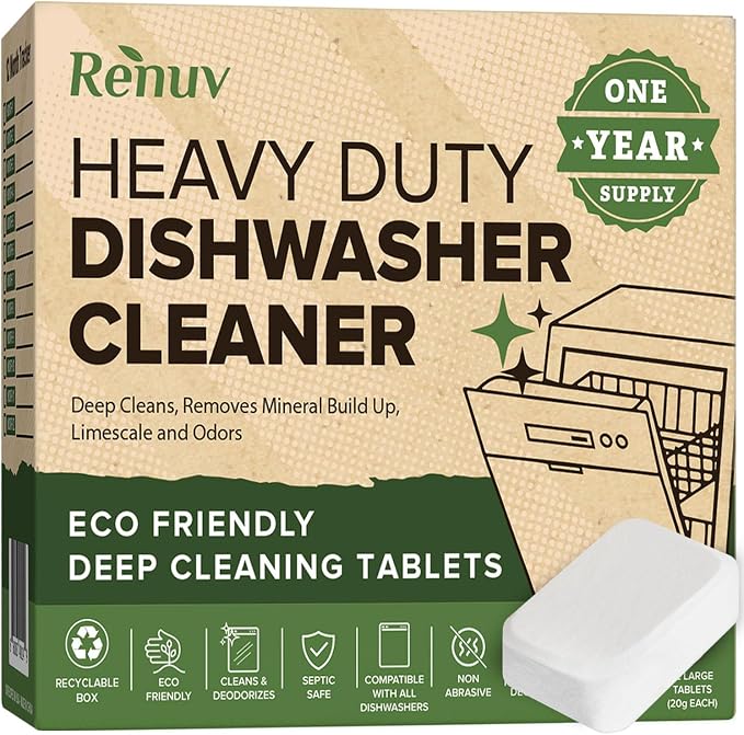 Renuv® Coffee Maker Cleaner + Dishwasher Cleaner Bundle - Heavy Duty Kitchen Appliance Deep Cleaning and Descaling, (12 Tablets of each) - Image 6