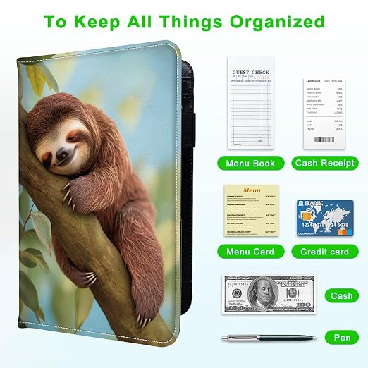 Server Books for Waitress, with 7 Large Pockets, Waiter Serving Book, Waitstaff Server Order Pads, Cute PU Leather Server Book with Pen Holder Fit Server Apron, Sea Turtle - Image 5