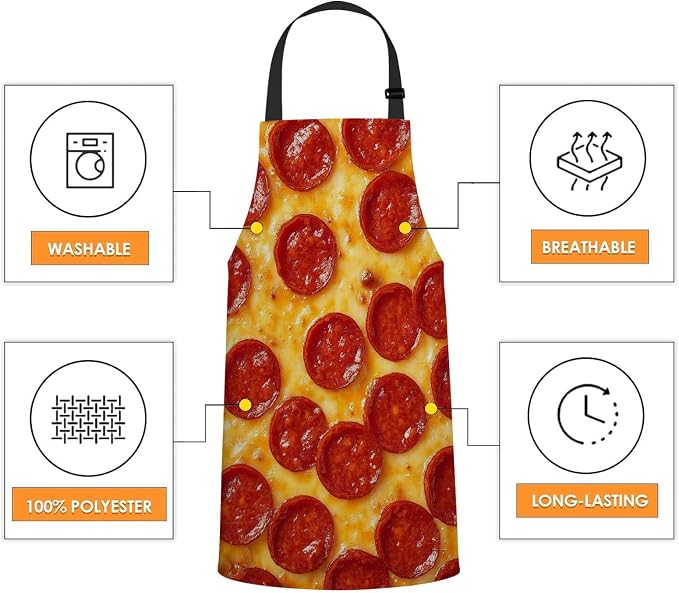 Pizza Pepperoni Chefs Apron, Cooking and Baking Apron for Men and Women, Kitchen Apron, Butchers Apron, BBQ & Catering Bibs - Image 4