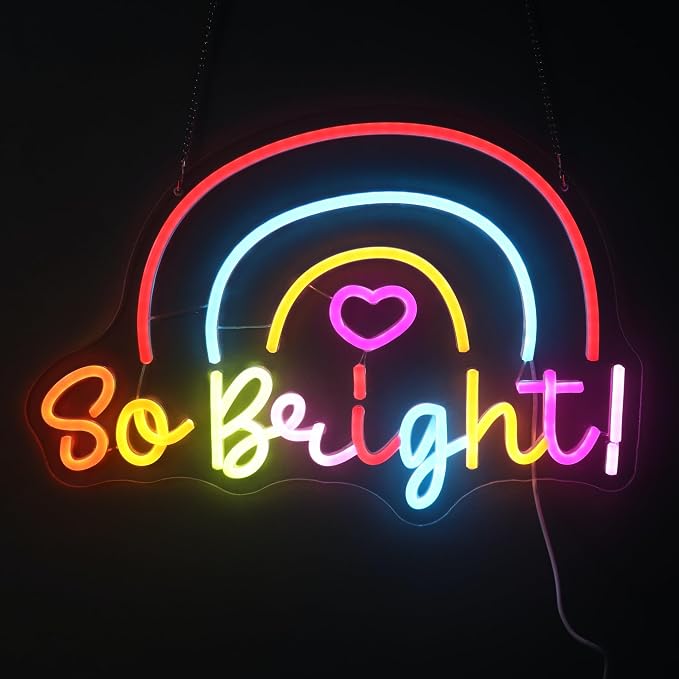 "So Bright!" Rainbow Light - Joyful & Vibrant LED Wall Art for Nursery, Playroom, Kids Room or LGBTQ+ Pride Decor, Dimmable USB, Cheerful Uplifting Gift for Celebrating Love & Color - Image 7