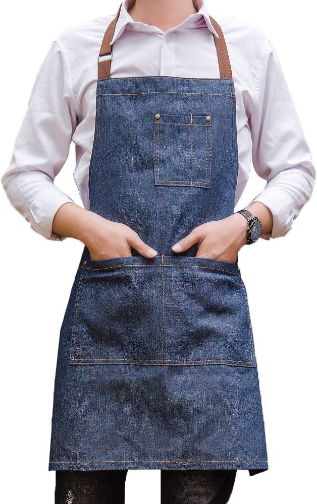 Unisex adjustable multi pocket denim apron for Chef Kitchen BBQ and Studio by Yiswear+you+deserve+to+have
