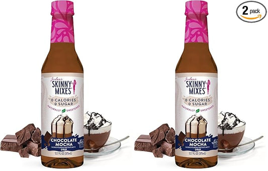 Jordan's Skinny Mixes Syrups Sugar Free Syrup, Chocolate Mocha Syrup, 12.7 oz, 0 Sugar and Zero Calorie Flavoring for Coffee,Protein Shake, Cocktail or Mocktail Drinks and More, Natural (Pack of 2)