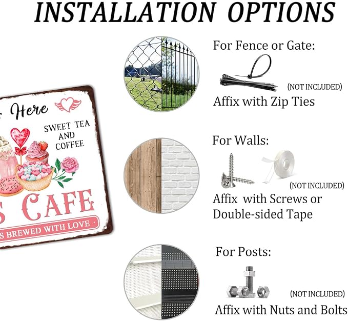 Cupid’S Cafe Metal Tin Sign Valentine's Day Sign Retro Vintage Wall Art Kitchen Cafe Home Wall Decor Plaque Poster 8x12 Inch - Image 3
