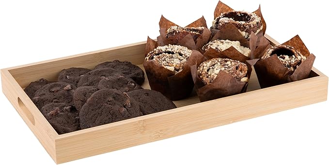 Bamboo Serving Tray Bamboo Decor - Five Piece Nested Breakfast Bamboo Tray - Wood Crafts Trays for Organizing | Bathroom Tray - Food Trays for Party Buffet Montessori Wooden Trays for Serving