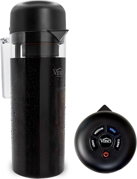 VINCI Express 2 Electric Cold Brew Coffee Maker: 37 oz., Fast, Customizable, Low-Acid Brews with Patented Circle Flow Technology, 3 Brew Settings, Self-Cleaning Function (Plastic Carafe)