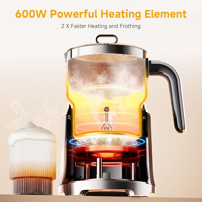 Milk Frother and Steamer, Large Capacity Detachable Electric Milk Frother, Automatic Warm and Cold Foam Maker, Hot Chocolate Maker, BPA Free