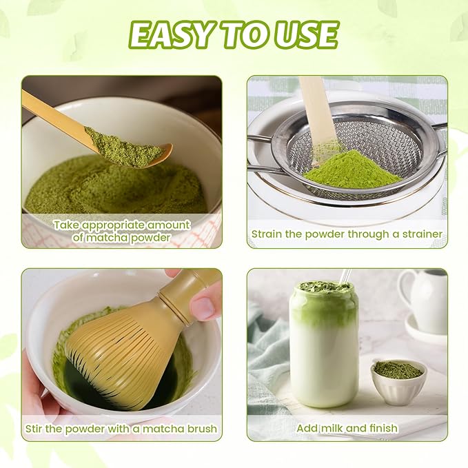 5PCS Resin Matcha Whisk Set, Easy-To-Clean Bamboo Macha Tools for Perfect Stirring, Suitable for Making Ceremonial-Grade Matcha, Tea Accessories for Tea Lovers for Christmas, Birthdays