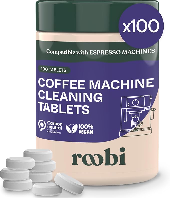 Roobi Espresso Machine Cleaning Tablets. Coffee Machine Cleaner Tabs. 100 Count Carbon Neutral Espresso Clean Pack. by Roobi
