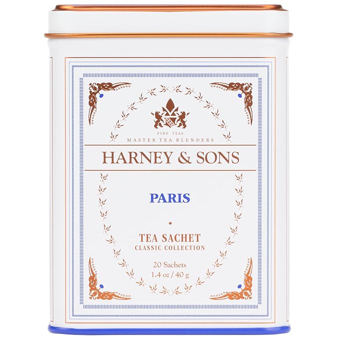 Harney & Sons Paris Black Tea – 20 Sachets | Fruity Vanilla & Caramel Blend with Hint of Lemony Bergamot