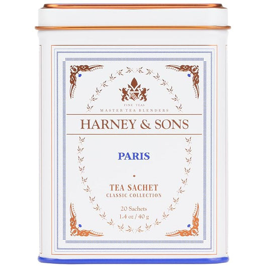 Harney & Sons Paris Black Tea – 20 Sachets | Fruity Vanilla & Caramel Blend with Hint of Lemony Bergamot