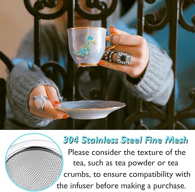 Dinosaur Tea Infuser Set - Elevate Your Tea Experience with Charming Dinosaur Charm Pendants and Superior Loose Leaf Tea Strainers, Cute Tea Extraction Filter Best Friend Gift (2 PCS)