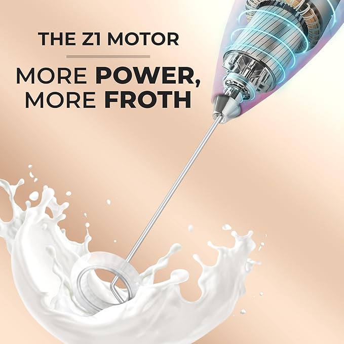 Zulay Kitchen Powerful Milk Frother Wand With 4 AA Duracell Batteries - Ultra Fast Handheld Drink Mixer - Electric Whisk Foam Maker for Coffee, Lattes, Cappuccino, Matcha & Creamer