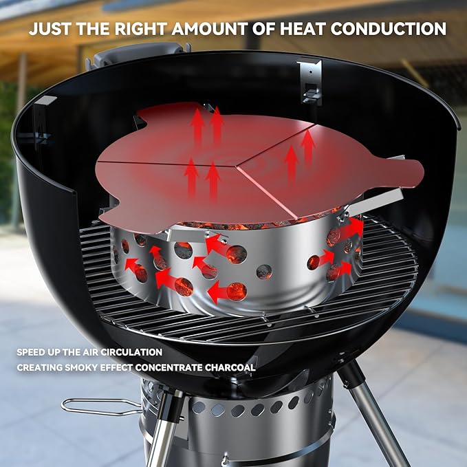 Skyflame Heat Controller for 22" Charcoal Kettle Grills, Stainless Steel BBQ Smoking Gilling Kit with 4PCS Support Clips, Turns Your Charcoal Grill Into a Smoker
