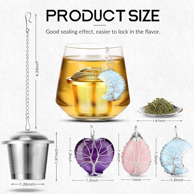 3 Sets Tea Infusers Steeper for Loose Leaf Tea Holder Stainless Steel Tea Ball Mesh Strainer Filters with Drip Trays and Pendant(Novelty Style)