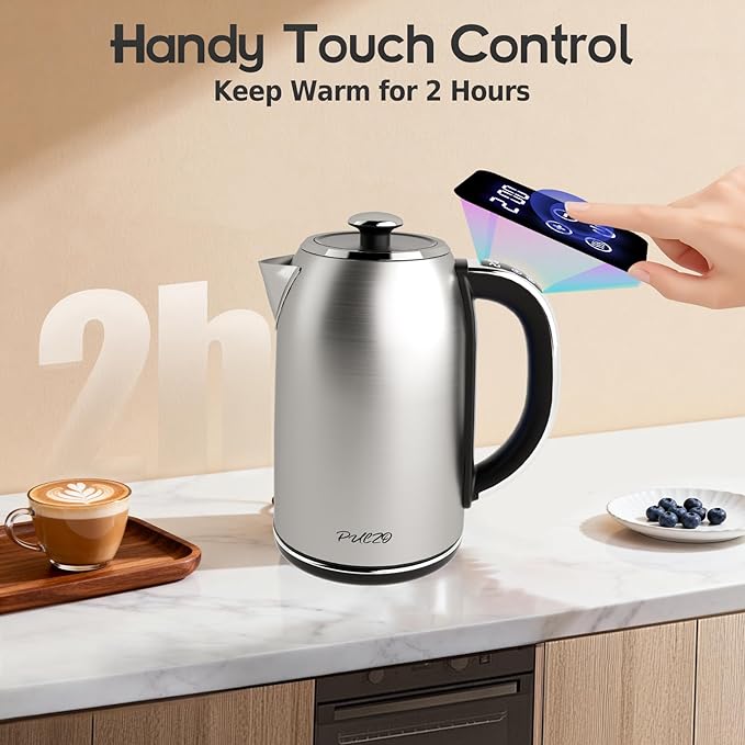 Electric Kettle Temperature Control,1.7L Electric Tea Kettle with 7 Temperature Settings,1500W Hot Water Boiler Heater, LED Display&Touch Control,Auto-Shutoff/Boil-Dry Protection