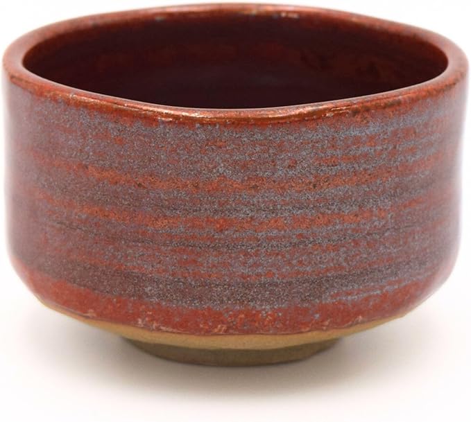 Product of Gifu Japan Ceramic Matcha Bowl, Handmade Chawan Japanese Green Tea Cup, Matcha Mixing Bowl, 400ml 13.6 oz, Brush Stroke Pattern, Red