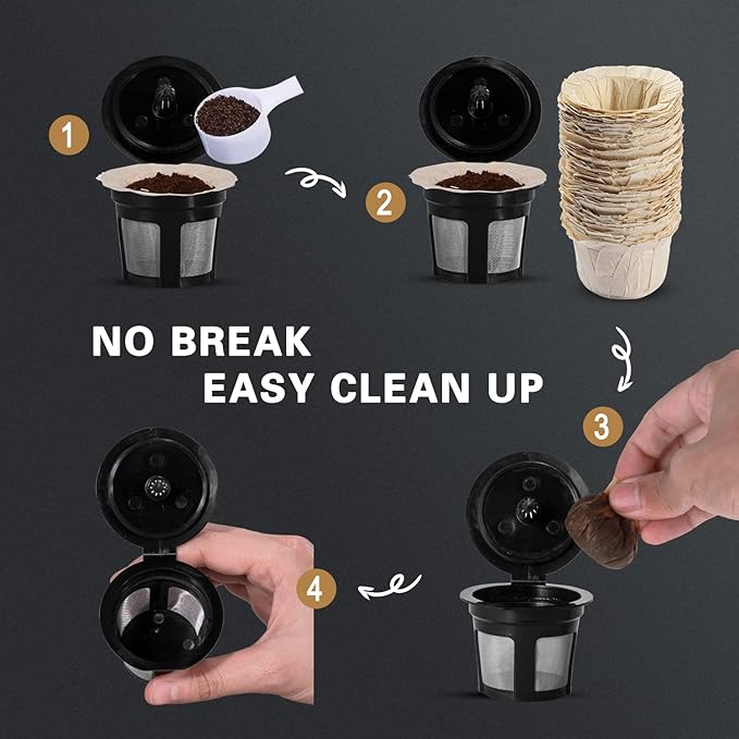 300 Count Disposable K Cup Filters, Coffee Filter Paper for Keurig Brewers Single Serve 1.0 and 2.0, Use with Resusable K Cup Pods (Unbleached Natural)