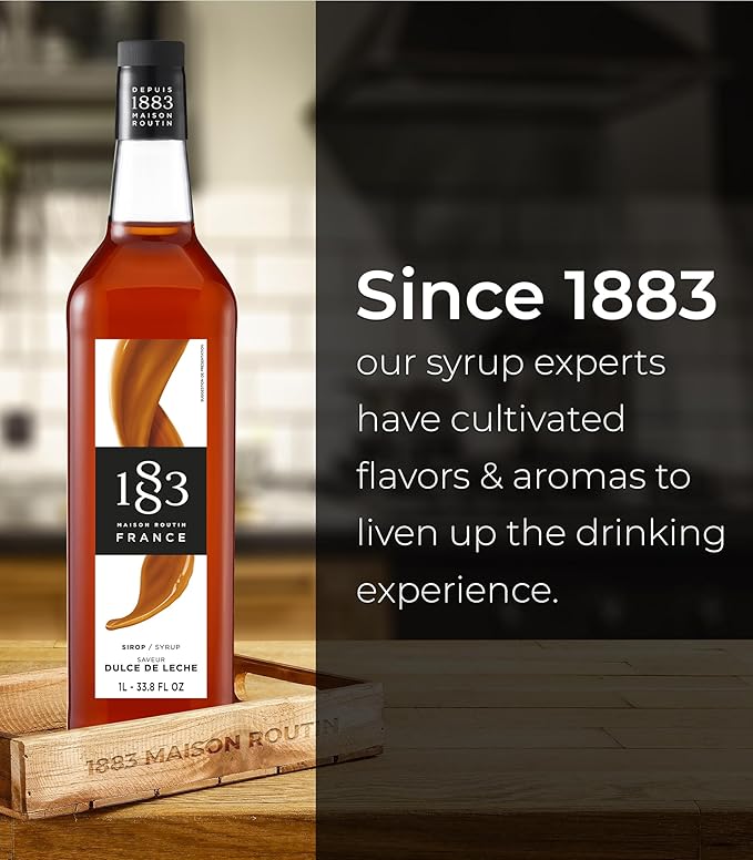 1883 Dulce De Leche Syrup for Drinks, Made in France, 1 Liter Glass Bottle