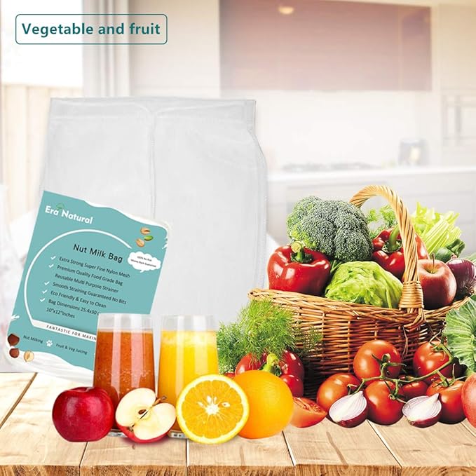 Nut Milk Bag Reusable 3 Pack 12" x 10" Cheesecloth Bags for Straining Almond/Soy Milk Greek Yogurt Strainer Milk Nut Bag for Cold Brew Coffee Tea Beer Juice Fine Nylon Mesh Cheese Cloth