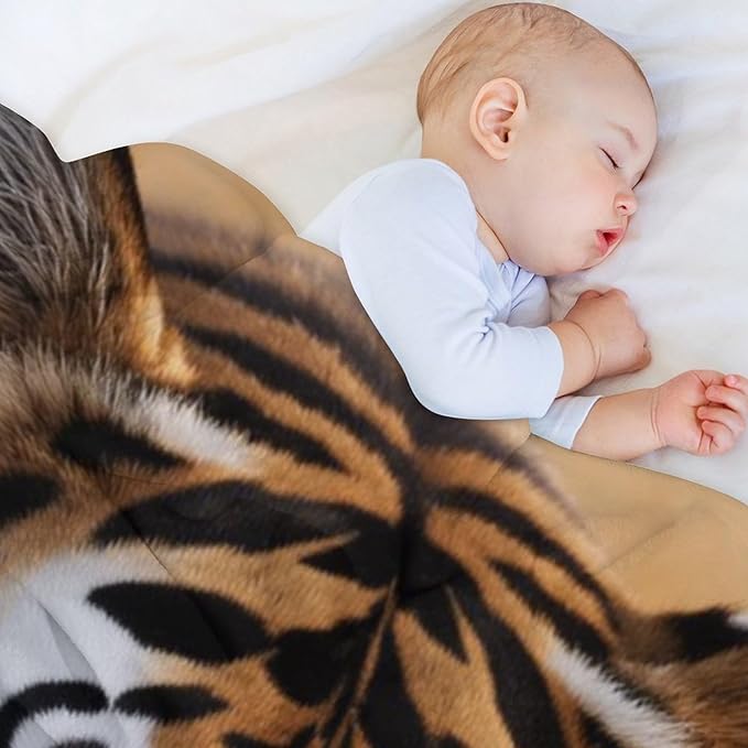 Beautiful Tiger Animal Nature Forest Super Soft Throw Blanket, Rustic Grass Brown Flannel Fleece Decorative Throw for Sofa Couch Bedroom Decor Outdoor Use 50"x60"