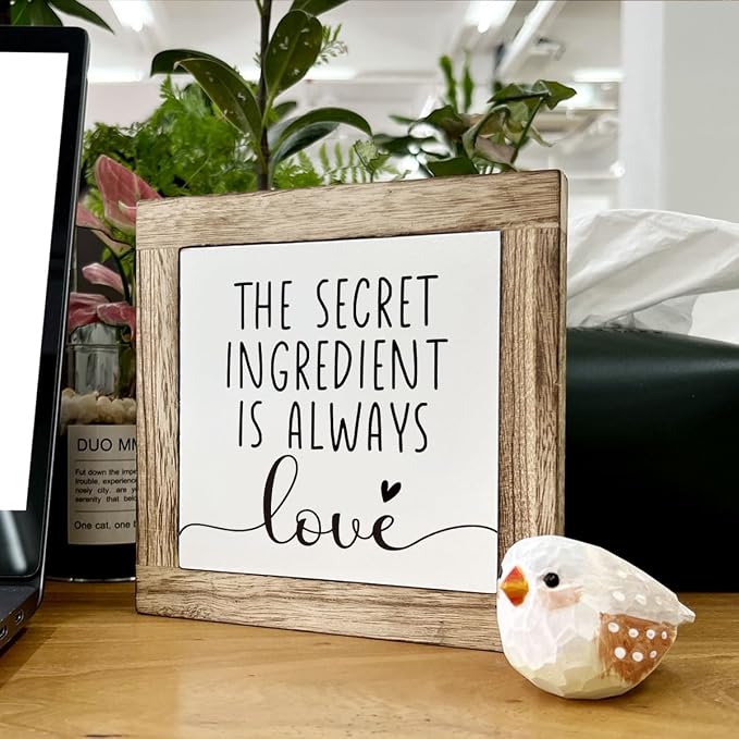 Warm Wooden Box Signs for Home - Kitchen Shelf Decor Set, Housewarming Gift, Mom Gift - The Secret Ingredient is Always Love - Image 6