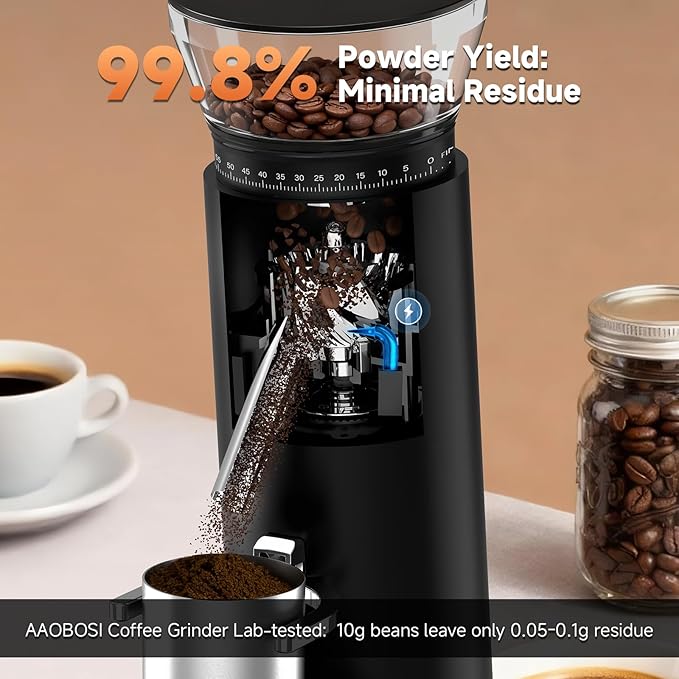 AAOBOSI Coffee Grinder, Cordless Coffee Bean Grinder with 60 Grind Settings,Conical Burr Coffee Grinder Suitable for Indoor Home,Office & Outdoor Camping,Travel Use,Anti-Static,5-98s Timer.