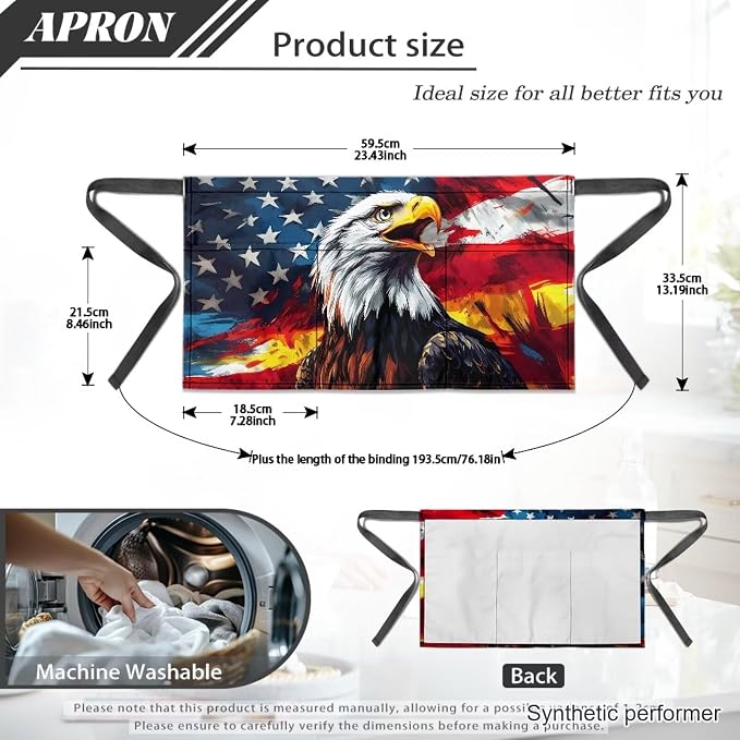 Waist Apron with 3 Pockets Waterproof 13 Inch Short Half Waist Aprons Women Men Server Aprons Waitress Waiter Apron - Image 7