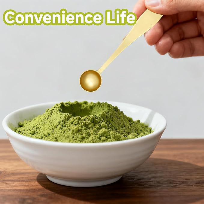 Golden Stainless Steel Matcha Measuring Spoon 1 Gram (1/2 Teaspoon) - Precise Scoop For Matcha Green Tea Powder, Coffee & Baking, Essential Matcha Accessories For Kitchen Use