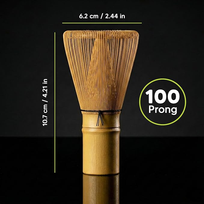 Bamboo Matcha Whisk Set (Chasen) – Traditional Bamboo Whisk for Matcha Tea Ceremony – Handcrafted 100-Prong Chasen for Smooth, Creamy Foam – Authentic Tools & Accessories