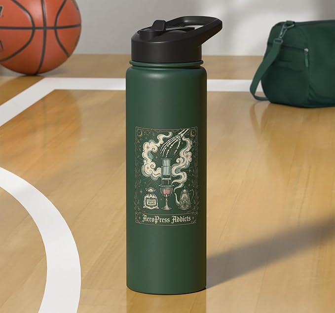 Gothic AeroPress Coffee Shirts Mystical Coffee Brewing Scene Stainless Steel Insulated Water Bottle