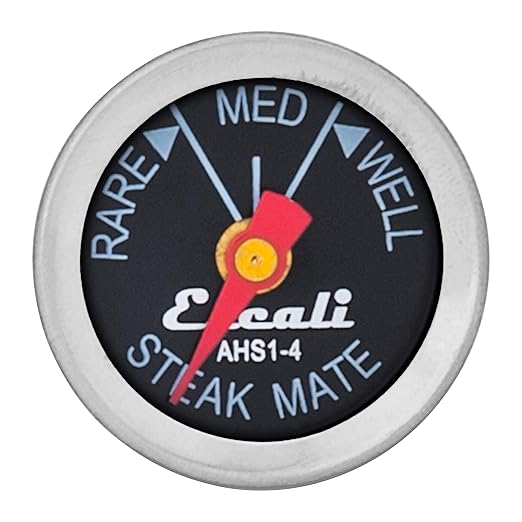 Escali AHS1-4 Easy Read Mini Steak Thermometer Set, Dial Reads Rare, Medium & Well, Dishwasher Safe, Silver