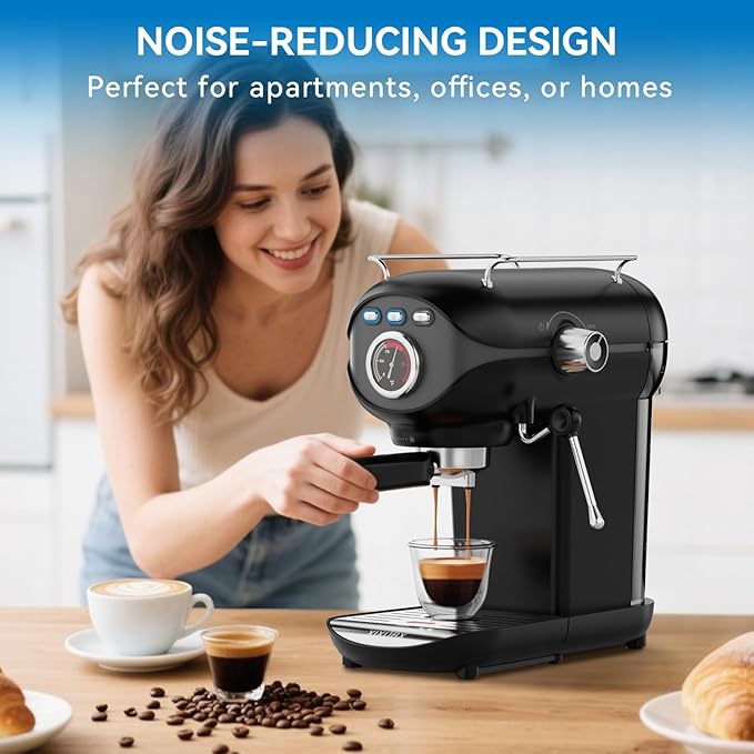 Espresso Machine, 20 Bar Pump Temperature Control, Compact Espresso Maker with Steam Milk Frother, Professional Coffee Makers for Home, Cappuccino Latte Machine, Gifts for Coffee Lover
