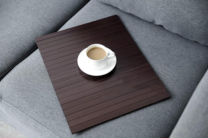 GEHE Sofa Arm Tray Table Flexible/Foldable Couch Arm Tray Armrest Table Perfect for Drink Snacks Great Arm Table for Couch Armrest (16.5" L x 13.25" W x 0.4" H, Mahogany)