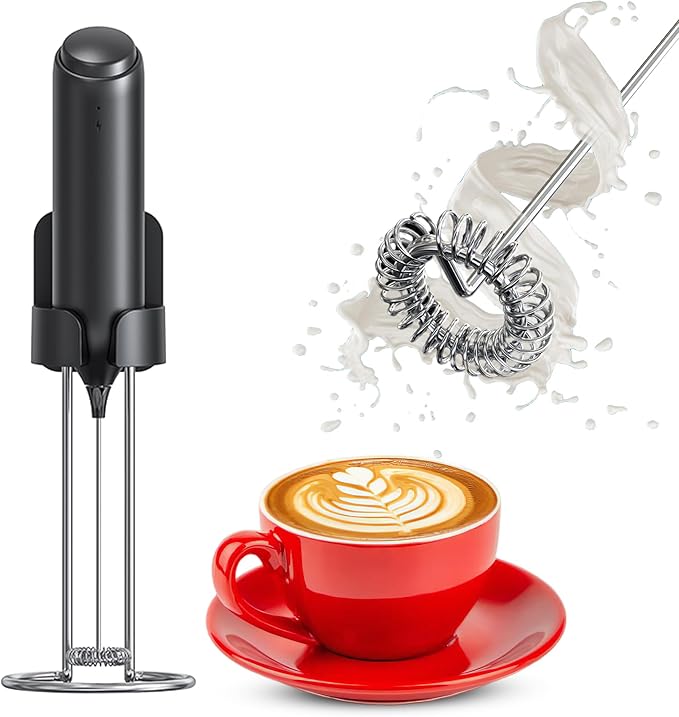 Handheld Milk Frother Wand Rechargeable with Stand/Electric Whisk Coffee Frother Handheld/Milk Frother Rechargeable Coffee Mixer Wand/Drink Mixer Hand Frother mixer