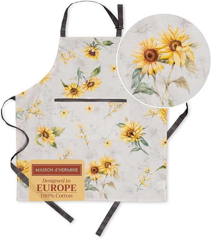 Maison d' Hermine 100% Cotton Apron for women with Pocket Kitchen Chef Apron for Men Cooking Mothers Day Gifts by MaisondHermine