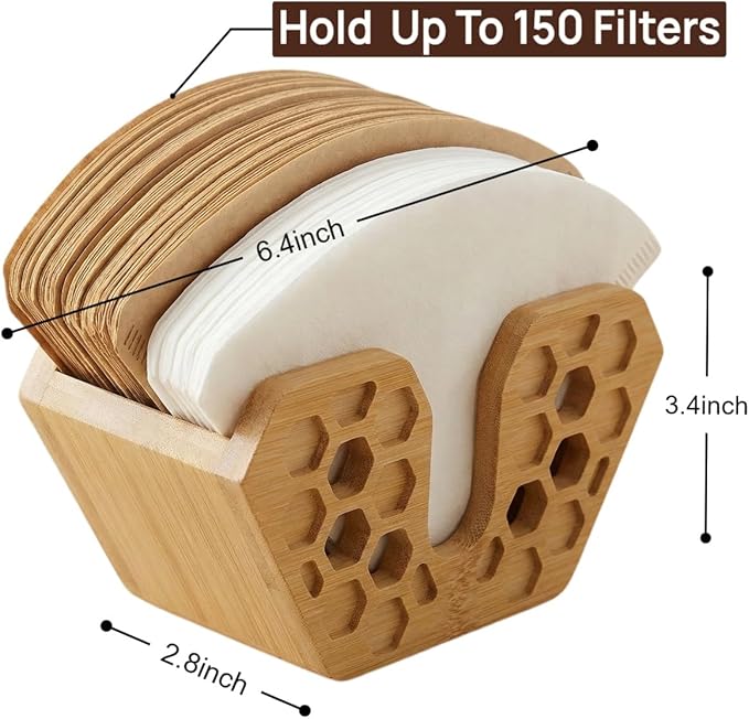 Bamboo Coffee Filter Holder - Dispenser, Storage, Container & Rack for Aeropress,Chemex, Hario V60,Melitta