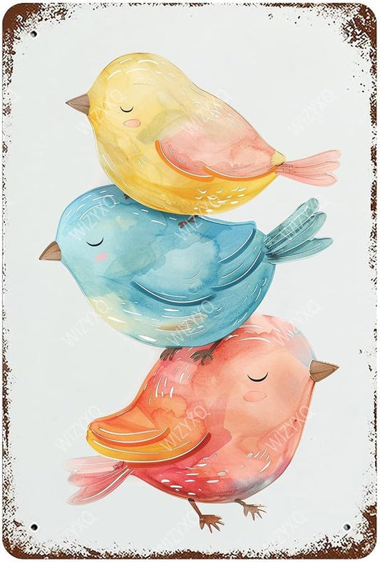 Funny Bird Metal Signs Vintage Tin Sign Retro Wall Decor for Home Office Farmhouse Yard Garden Shop Cafe Indoor Outdoor 8×12 Inches by CreatingThoughtfullyDesigned