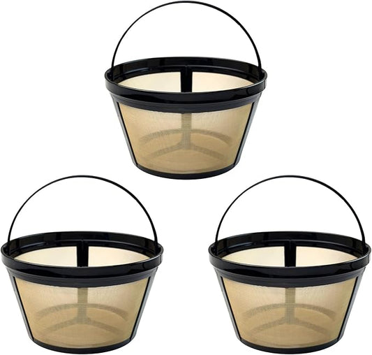 8-12 Cup Reusable Coffee Filter - BPA Free, Eco-Friendly, Compatible with Mr. Coffee, Black+Decker & Most Standard 8-12 Cup Drip Coffee Makers (3-Pack)