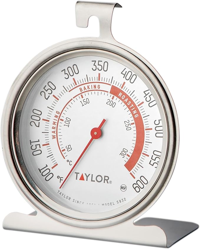 Taylor 5932 Large Dial Kitchen Cooking Oven Thermometer, 3.25 Inch Dial, Stainless Steel, Oven Thermometers, Silver - 2 Pack
