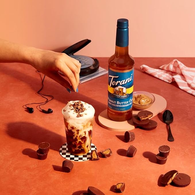 Torani Sugar Free Peanut Butter Cup Flavored Drink Syrup, 25.4 fl oz (Pack of 4)