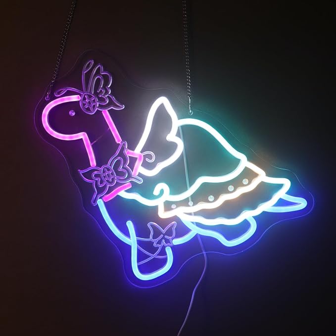 Dinosaur in Bow & Cape Adventurous Friend Light - Cute & Bold LED Wall Art for Kids Room, Playroom, Dinosaur Party or Imaginative Decor, Dimmable USB, Whimsical Gift for Dino Lovers - Image 7