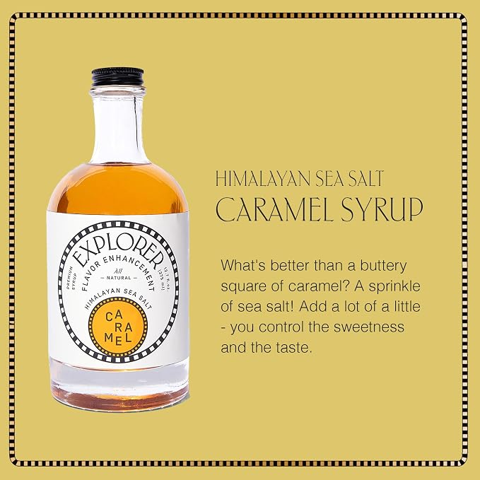 Explorer Caramel Coffee Syrup Flavor, All Natural Gluten Free Flavoring, with Himalayan Sea Salt for Drinks, Lattes, Cocktails & Shakes, 12.7 fl oz - Image 3