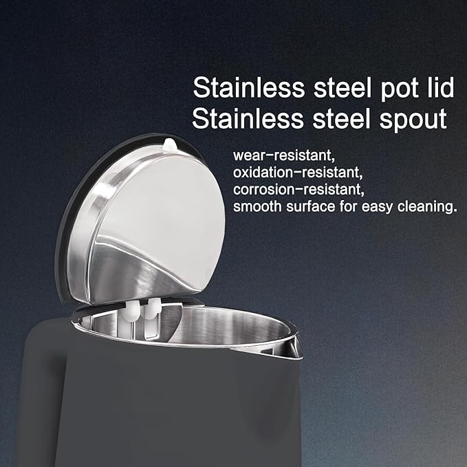 1.5L Electric Kettle Stainless Steel, Double Wall Cool Touch Teapot, Fast Boil,5 Temperature Control, LED Display, Auto Shut-Off, BPA-Free,Keep Warm Function, Ideal for Tea & Coffee (Gray)