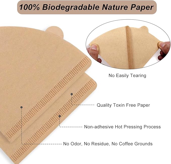 200 Count Coffee Filters 2, Cone Coffee Filters, Unbleached Natural Disposable Paper Filter 2-4 Cup Fits for Pour Over Dripper and Coffee Maker, Suitable for Home Coffee Shop Commercial