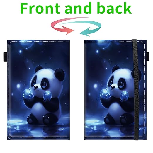Server Books for Waitress, 5x9 Inch Waitstaff Server Order Pads, 11 Large Pockets, Cute PU Leather Waitress Book Server Wallet with Elastic Band Fit Server Apron,Panda with Orbs - Image 2