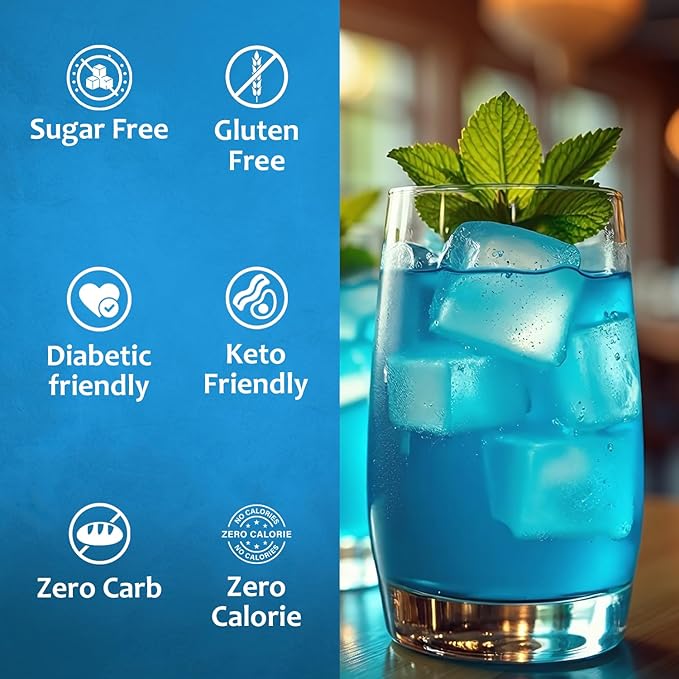 Syruvia Sugar-Free Blue Raspberry Syrup, Flavored Syrup for Drinks, Cocktails, Lemonades, Iced Teas, and Desserts – 25.4 fl oz