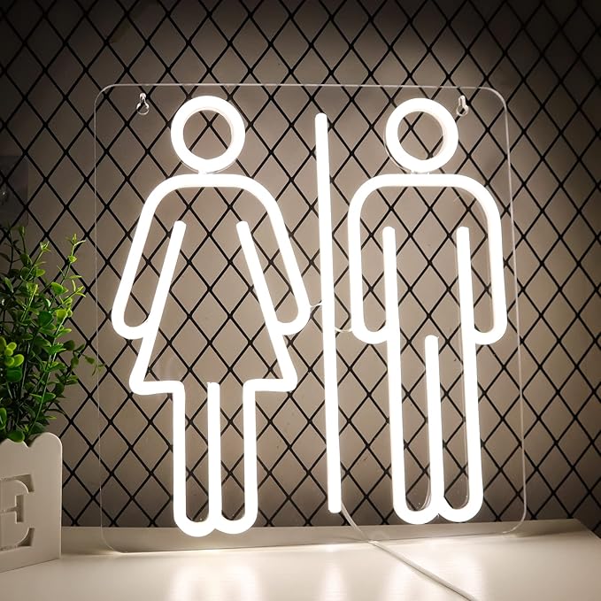 JFLLamp Toilets Neon Signs for Wall Decor Neon Lights for Bedroom Led Business Signs Suitable for Washroom Restroom Christmas Birthday Party Unique Gift for Lover, 5V Power Adapter, 13*12 Inch(White)