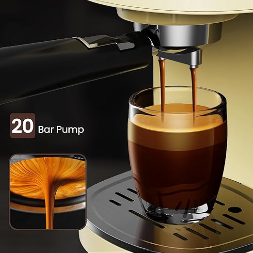 20 Bar Espresso Machine, Professional Stainless Steel Coffee Maker with LCD Display, 45oz Removable Water Tank, Home & Office Espresso Maker for Cappuccino Latte Macchiato, White